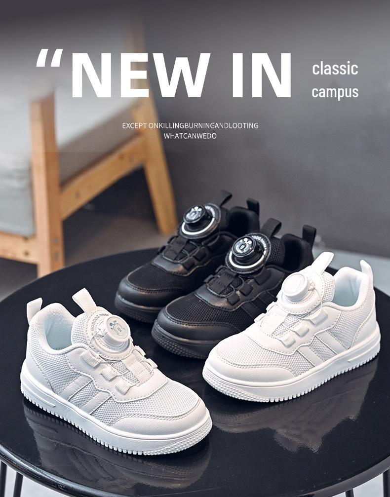 Babudou Kids' Skate Shoes 2024: Boys' & Girls' Breathable White Casuals with Button