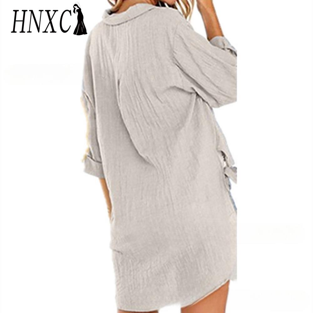 

HNXC Женские модные повседневные блузки и рубашки с принтом однотонного цвета, с длинным рукавом и воротником поло XXL хаки