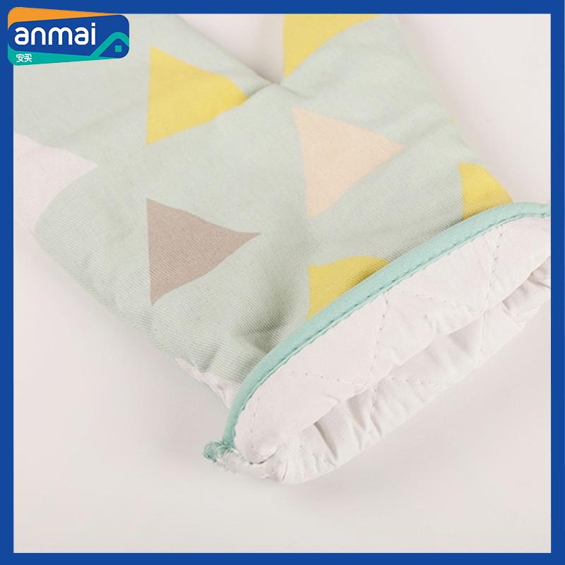Anmai Cotton Oven Microwave Mitts Kitchen Silicone Mittens Heat Resistant Waterproof Grill Air Fryer with Hook Baking Tool