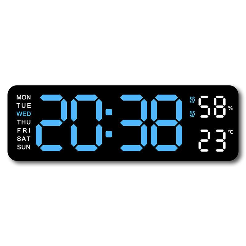 Multifunctional Rectangular Electronic Alarm Clock with Large Display - Wall-Mountable/Desktop Stand