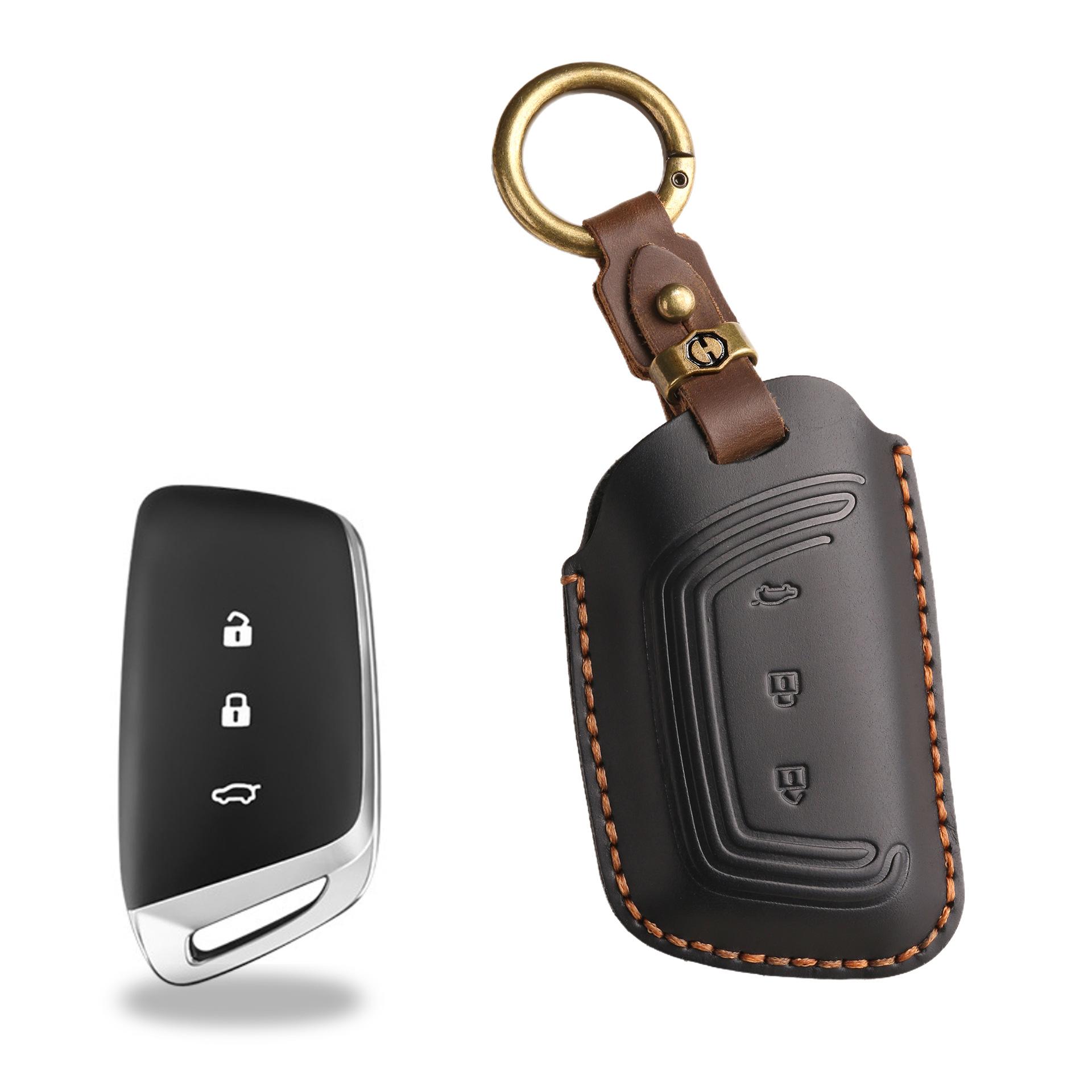 

Ретро чехол для ключа подходит для нового rm5rs-5rc6rs3 Baojun, кожаный защитный чехол для Wuling Hongguang mini ev. чёрный