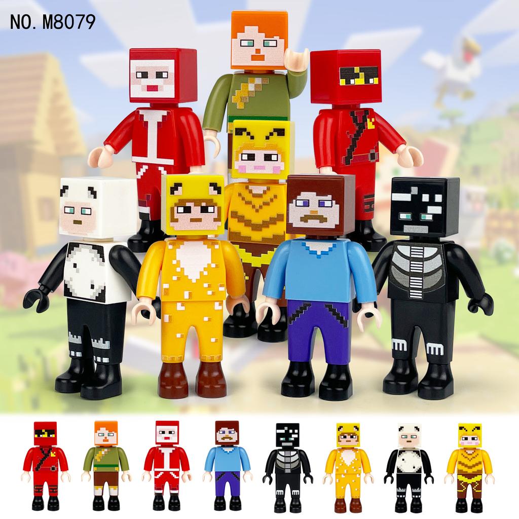 M8079 M8112 Game Series Pixel Building Block Villain Steve Assemble Toy Bag