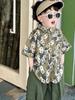 Boys' Retro Floral Short Sleeve Summer Set – Trendy Korean Style Two-Piece 2025
