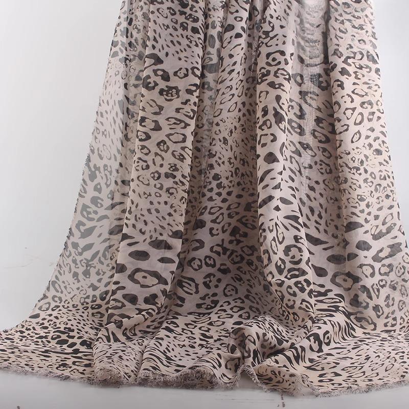 100x150cm 75D Imprimeu Leopard Șifon Material Rochie de Var cu Bretele Protecție Solară Subțire Transparentă Cădere Liberă Material Șifon Fără Șifonare