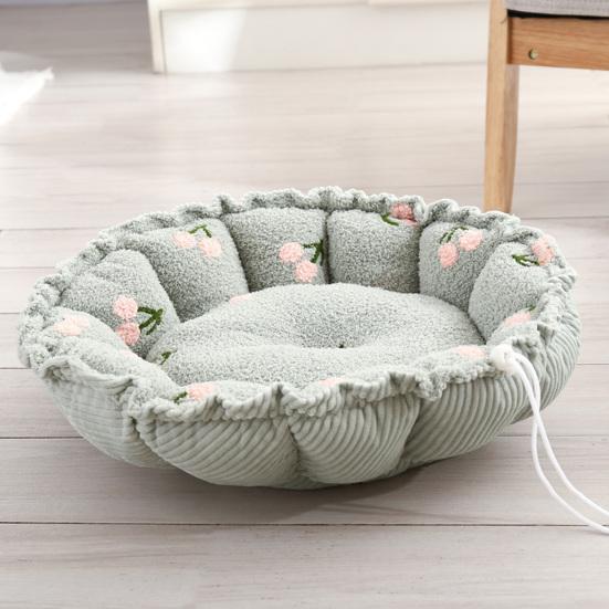 Pet Bed Ultra-thick Reusable Super Soft Comfortable Breathable Warm-keeping High Elasticity Lightweight Large Pet Dog Round Bed Kennels for Bedroom