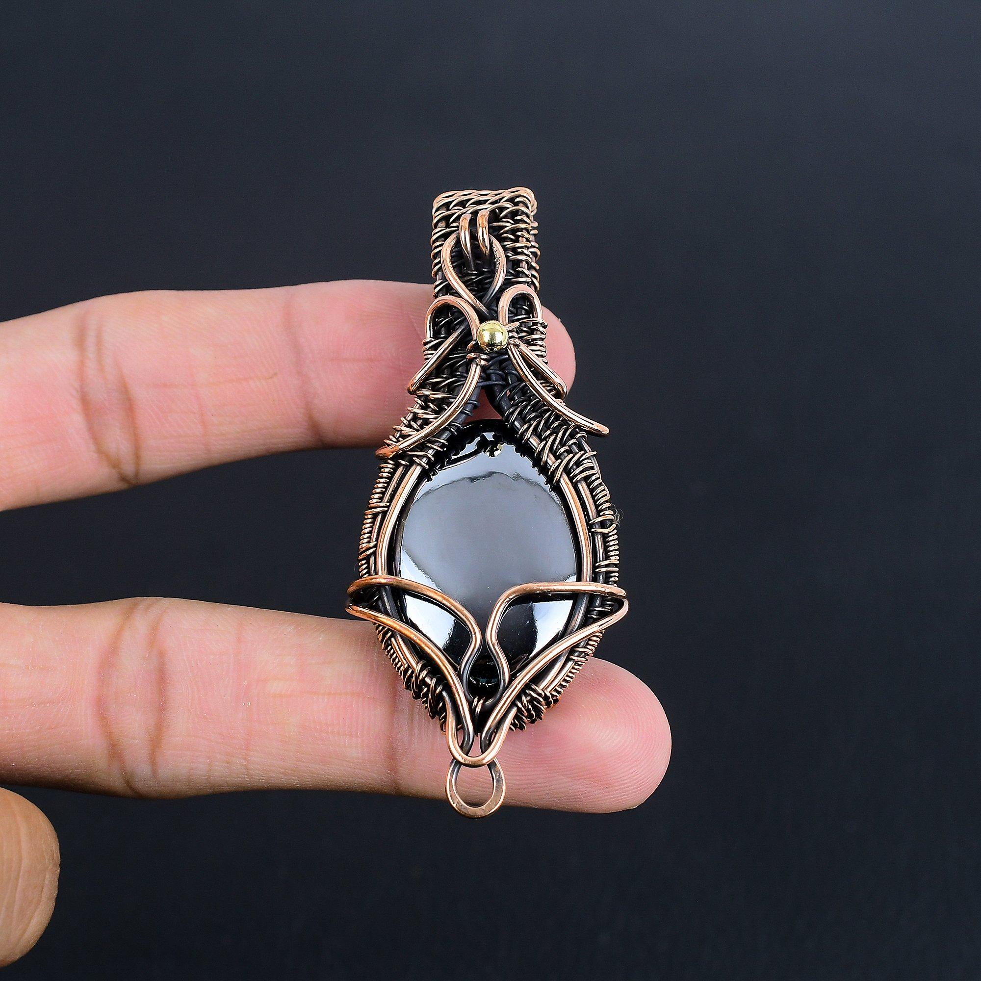 

Кулон из шунгита, ювелирное изделие из драгоценного камня, обернутое медной проволокой 999 пробы, кулон ручной работы, для Дня благодарения