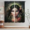 Female Elf Bedroom Curtains 2 Pieces Short Window Curtains for Living Room Partition Curtain Rods Curls Blinds Tentacles Blind