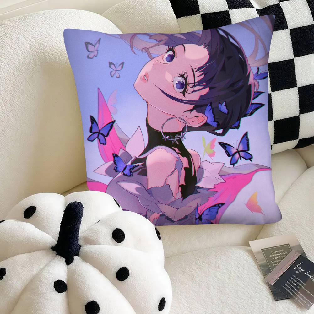 Anime Demon Slayer Shinobu Kocho Pillow Case Fashion Square Pillowcase Bedroom Sofa Room Ins Decoration Leisure