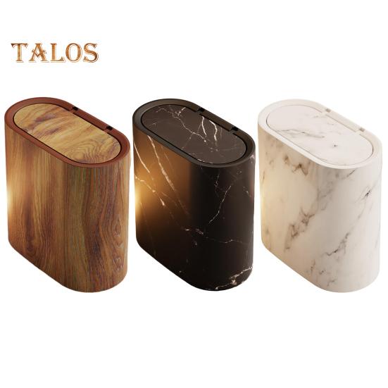 Modern Waste Basket Large Capacity Marble Pattern Trash Can Multi-Purpose Use Bathroom Narrow Small Garbage Bin with Lid