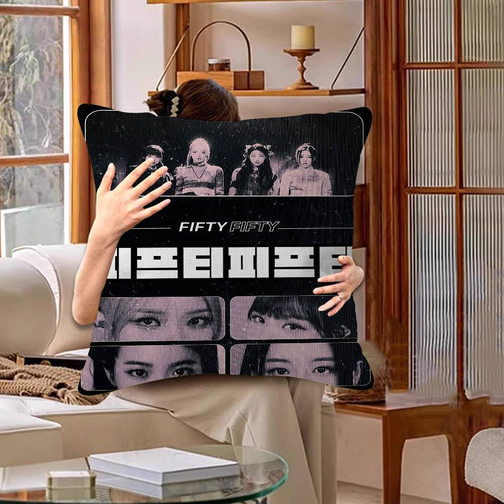 Kpop Style Group F-Fifty Fifty Pillow Cover Sofa Cushion Cover Home Room Decoration Children Gift
