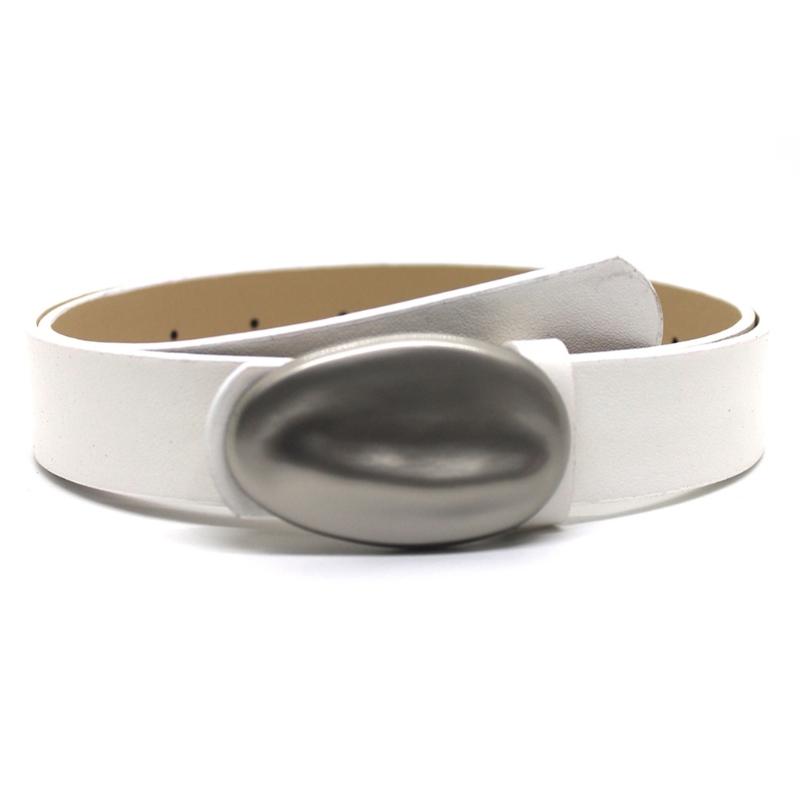 Solid Color PU Leather Belt Fashion Jeans Dresses Oval Metal Buckle Waist Belt
