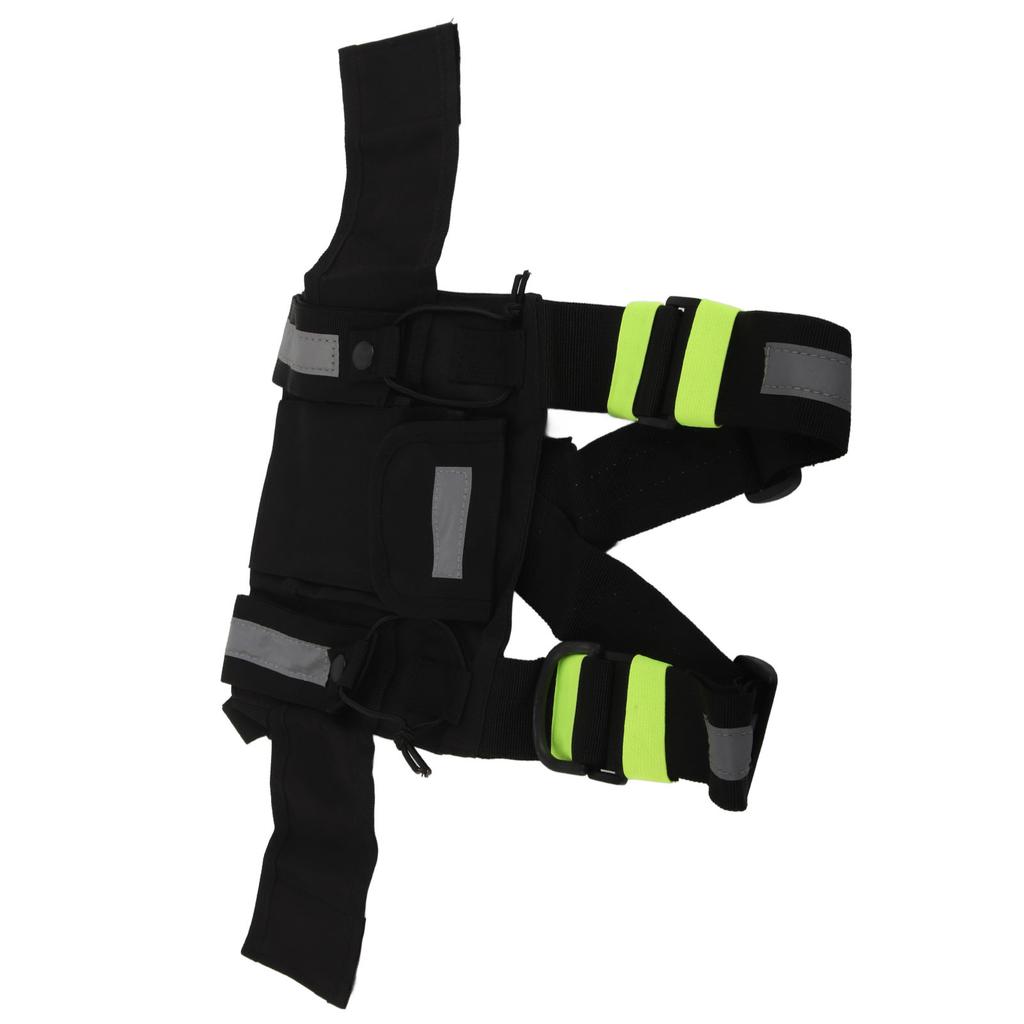 Walkie Talkie Chest Bag Green Fluorescent Strip Adjustable Chest Harness Universal for 2 Way Radio