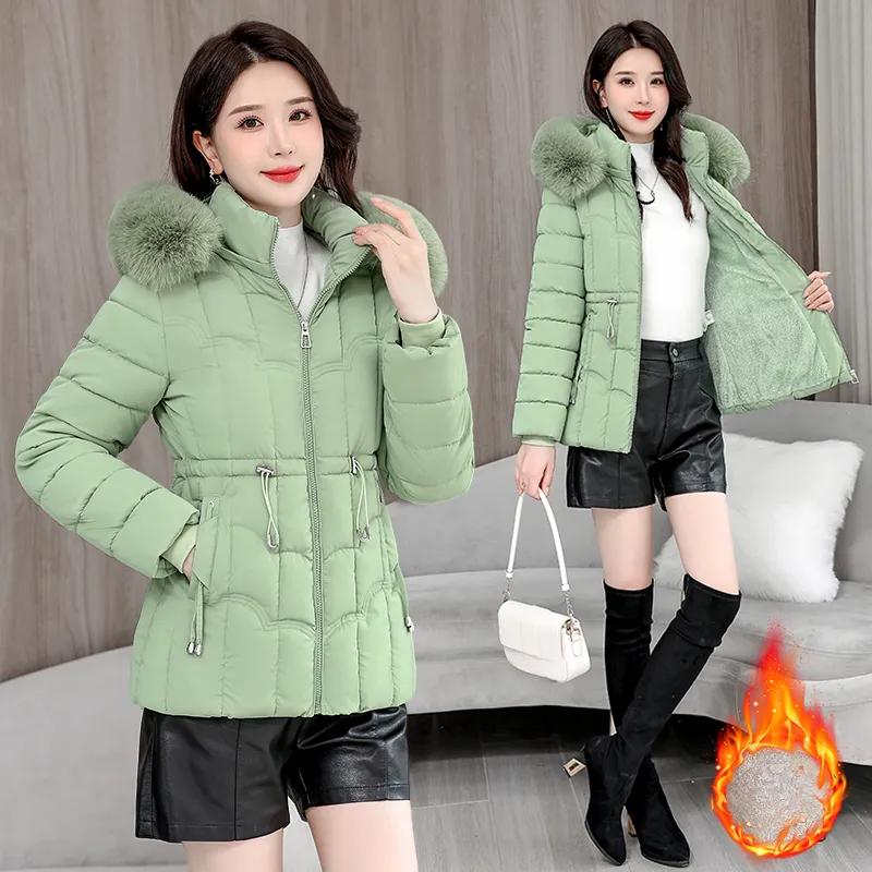 Winter Down Jacket Women's Parkas Warm Cotton Padded Coat Ladies Short Overcoat Hooded Overwear Tops