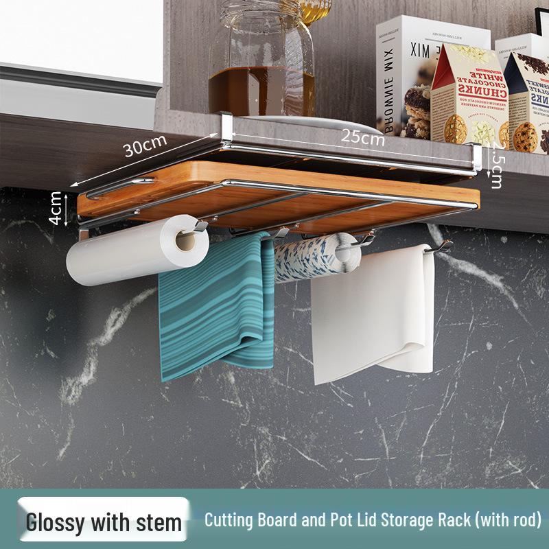 Stainless Steel Kitchen Storage Rack: Hanging Organizer with Cabinet Baskets & Paper Towel Holder