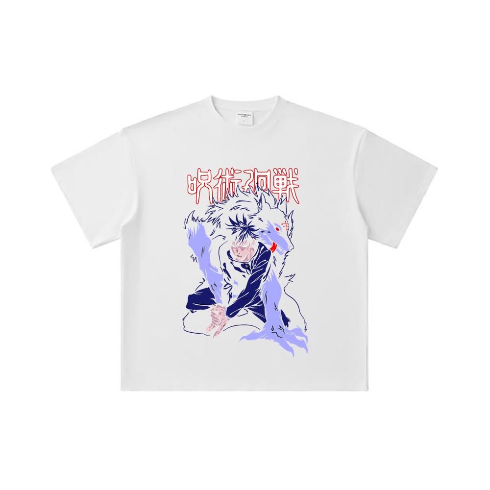 260 GSM Double Yarn 32 Count 100% Cotton Jujutsu Kaisen V32 Megumi Print Unisex Heavy Cotton T Shirt