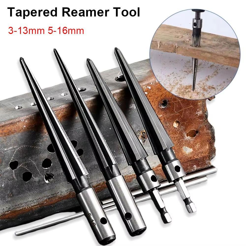 2Pcs/Set Carbon Steel Chamfer Taper Reamer Set Round Shank Hole Opener Durable Tapered Reamer Tool