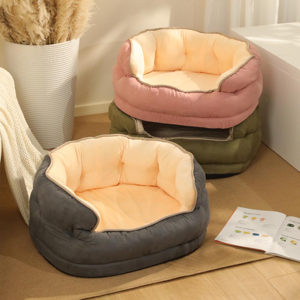 Psí bouda zimní zateplená teplá polouzavřená kočičí teplé hnízdo semišová třívrstvá osmiúhelníková bouda