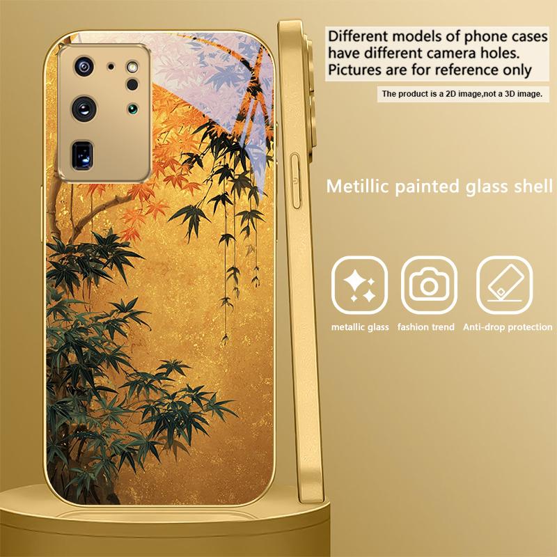 Jinping Autumn Shadow For Samsung Galaxy S26 S20 FE S21 Ultra S23 Plus S24 Ultra S25 S21+ S22Plus S26 24 Golden Glass Phone Case
