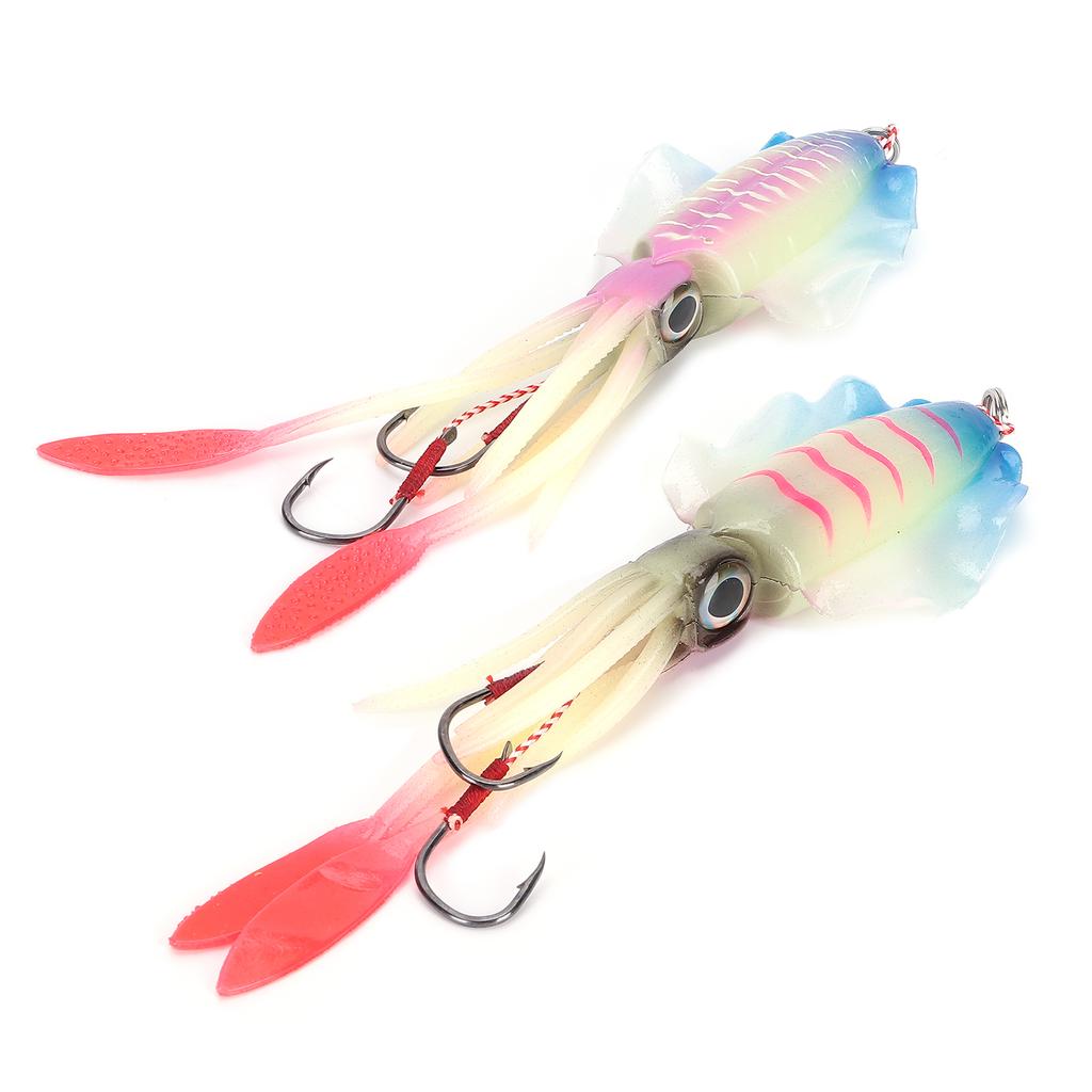 Fishing Squid Lure Octopus UV Luminous Squid Jigs with Hook Fishing Wobbler Bait Soft LurePink Blue