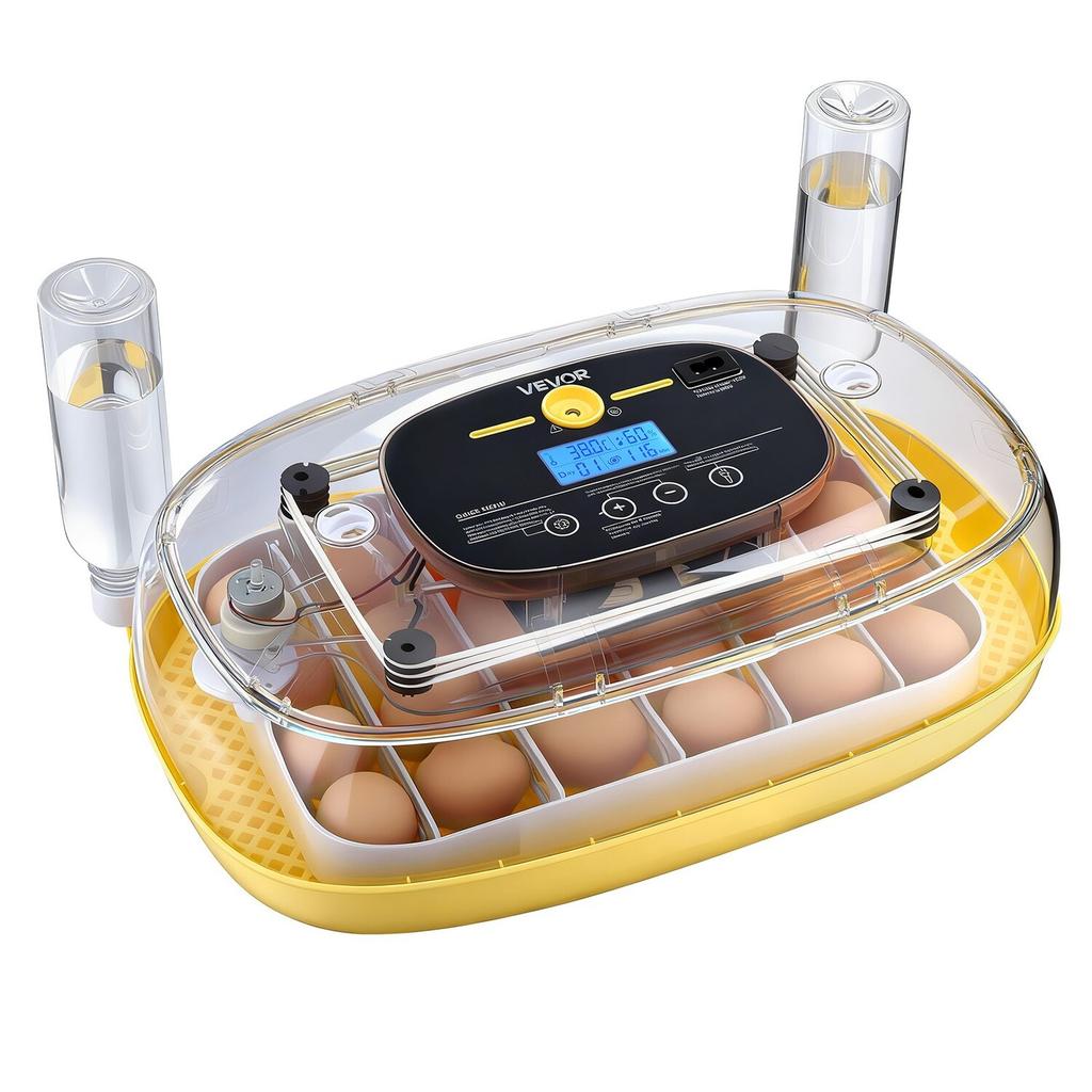 24 Egg Incubator, Automatic Egg Turner with LED Candler, Temperature & Humidity Control, 360° View Clear Window, Auto Water Refill, Poultry Eggs