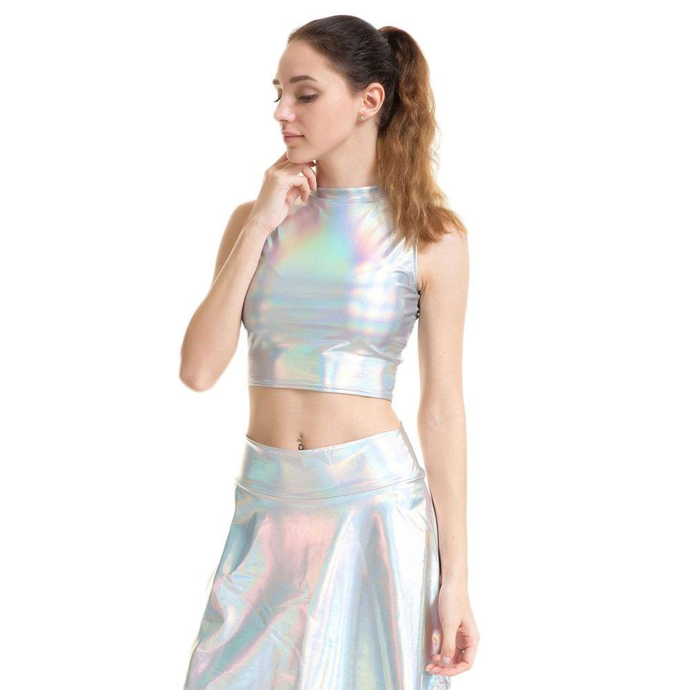 Sexy Bralette Tops Imitation Leather Short Crop Top Women Show Costumes  Stage