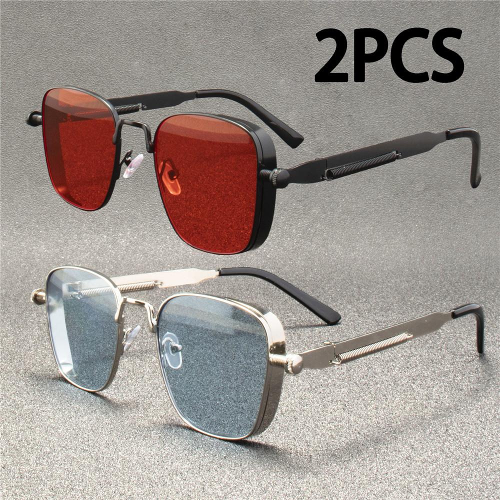 2 STÜCK ZXWLYXGX Metall Steampunk Sonnenbrille Herren Damen Modebrille Markendesigner Retro Vintage Sonnenbrille