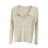 Women's Lapel Slim Fit Ribbed Button Sexy V-Neck Knitted Cardigan Sweater