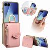 Luxury Ring Holder Zipper Cards Wallet Leather Case For Samsung Z Flip 7 6 5 4 Comfortable Grip Shockproof Makeup Mirror Cover