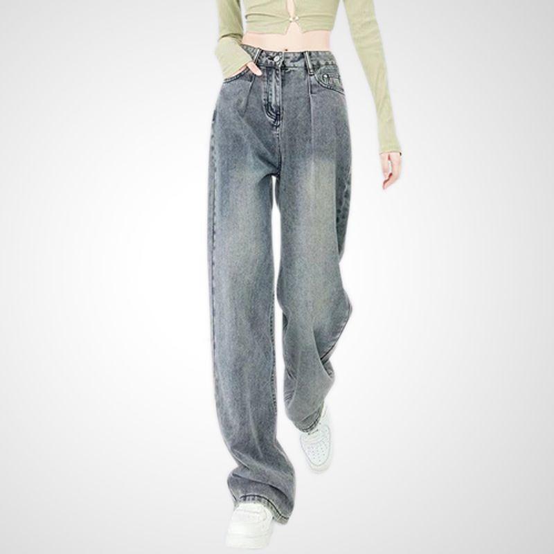 

Fashion Casual Elegance Retro High Waist Extra Long Jeans Cowboy Blue 2XL