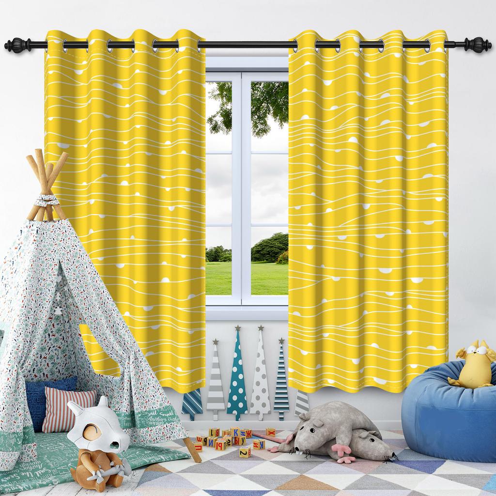 Simple Geometric Texture Solid Color Window Curtains Bedroom Living Room Indoor Outdoor Opaque Blackout Curtain Privacy Screen