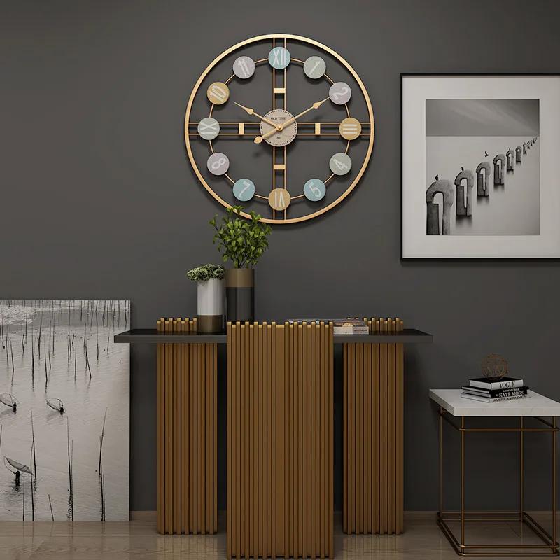 Large Vintage Metal Wall Clock - Mute Digital Operation, Mechanism Design, Room Decor Accessory, Modern Home Decoration Timepiec