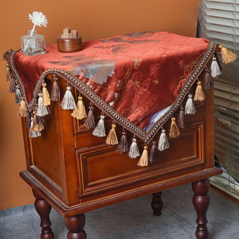 

Новый китайский стиль жаккардовая кромка кисточки ткань прикроватная тумбочка накидка на ткань пылезащитный чехол стиральная машина ТВ чехол полотенце скатерть Cloud Mountain Red 60*60cm