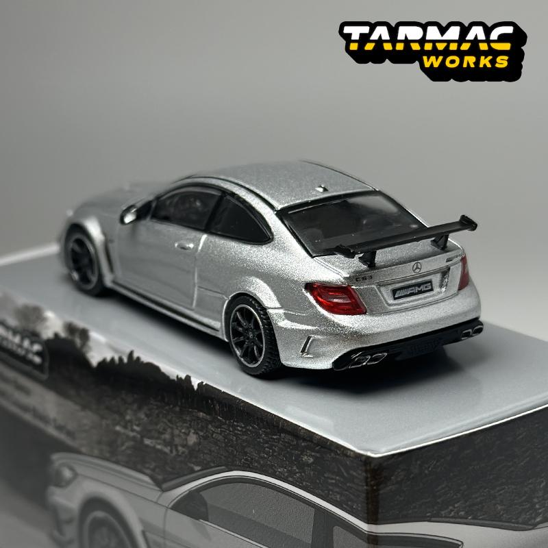 TW 1:64 Tarmac Works Mercedes-Benz C63 AMG Coupe Black Series Silver Metallic Chase alloy car model