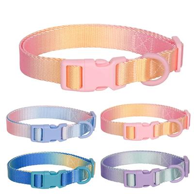Nylon Dog Cat Collar Adjustable Cat Small Dog Leashes Gradient Pet Necklace Fashion Collars for Small Medium Large Dogs