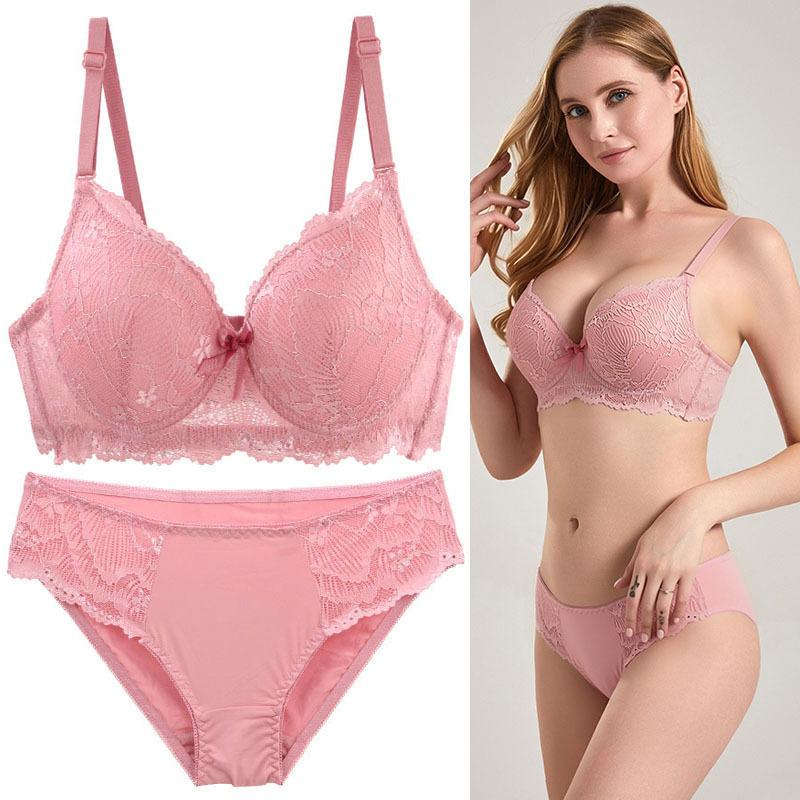 Sexy Lace Lingerie Set with Underwire Bra for Support and Side Boob Reduction Breathable Thin Bra and Comfortable Panties