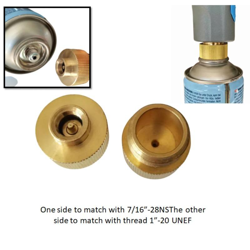Adaptor Canister Gas Convertor 1"-20 UNF Adapter Lindal Valve Canister To 7/16"-28UNF Propane Tank Welding Torch MAPP Gas Cans