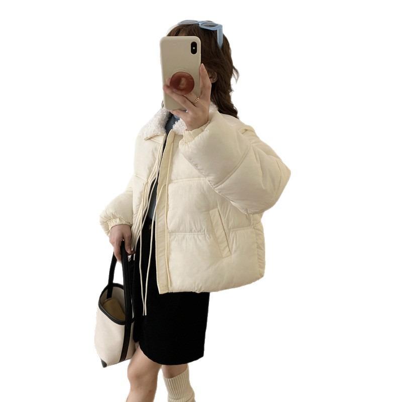 Bow Tie Short Cotton Jacket Women's Winter Warm Small College Cotton Coat Bread Jacket