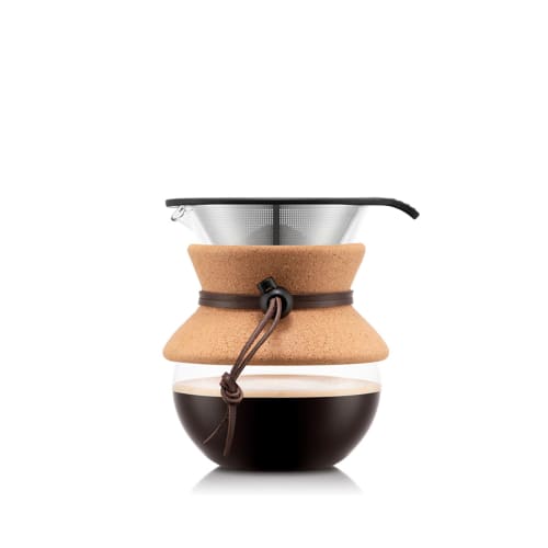 BODUM POUR OVER Drip Coffee Maker with Stainless Steel Mesh Filter, 500ml, and Cork Cover (Authentic) 11592-109