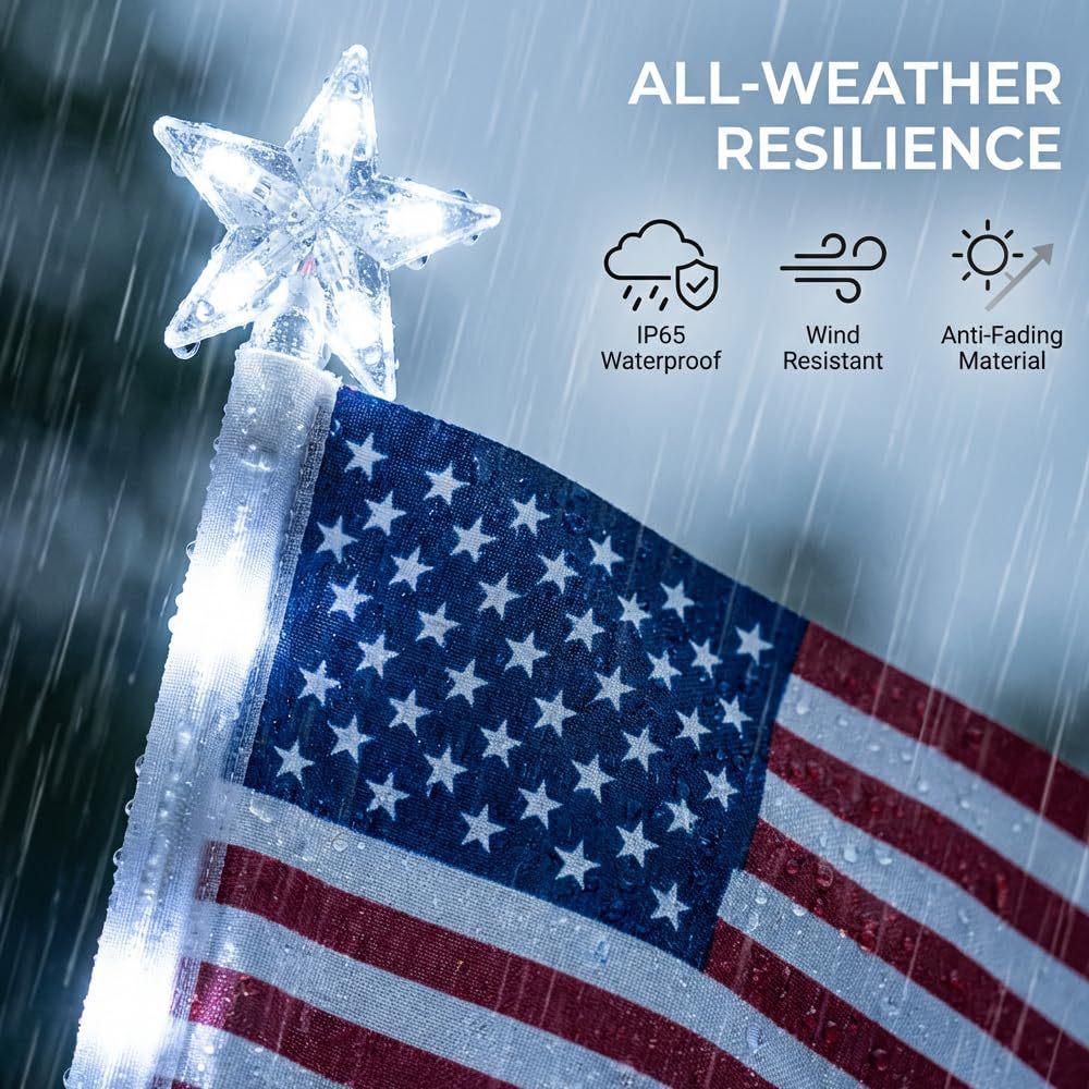 Solar-Powered Flag Light for July 4th: Outdoor Waterproof Yard and Garden Decoration