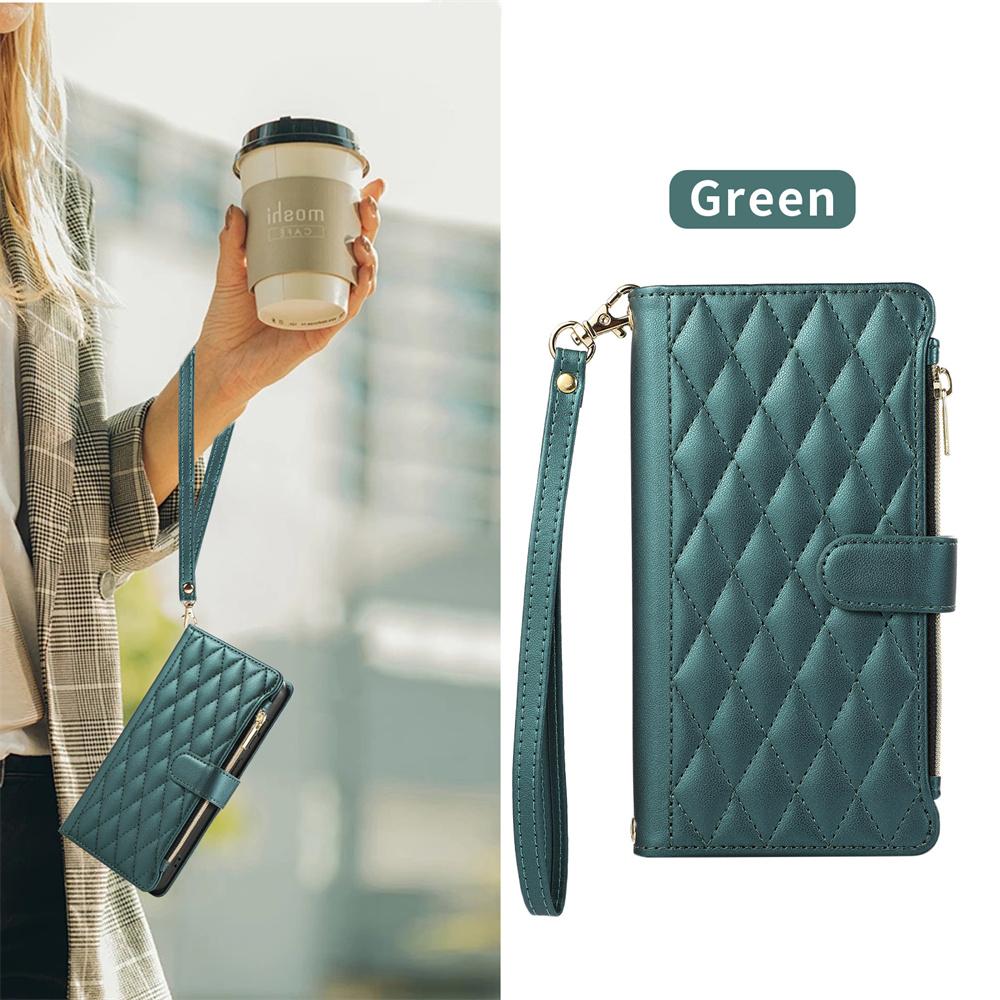 Crossbody Leather Necklace Rope Zipper Wallet Phone Case for Samsung S25 20 S24 S23 Ultra S22 S21 FE S20 Plus 10 Pro Cover