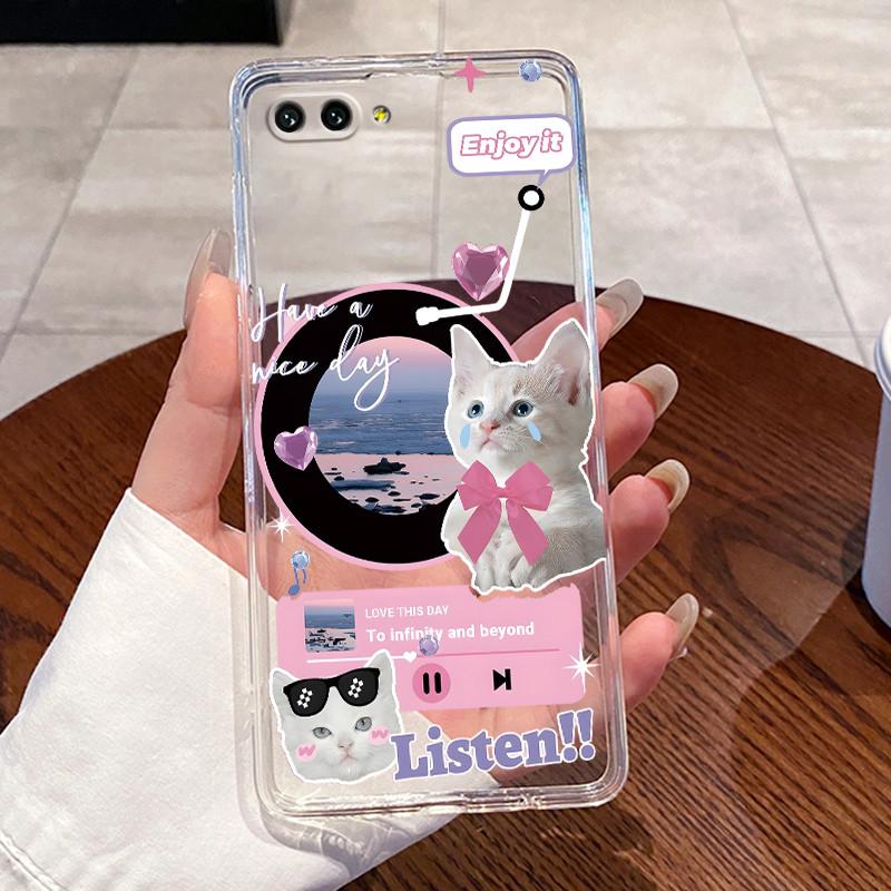 Jelly Casing For Honor 10 Funda Clear Silicone Soft TPU Back Cover Cute Cat Rabbit Heart Protective Case Capa Coque