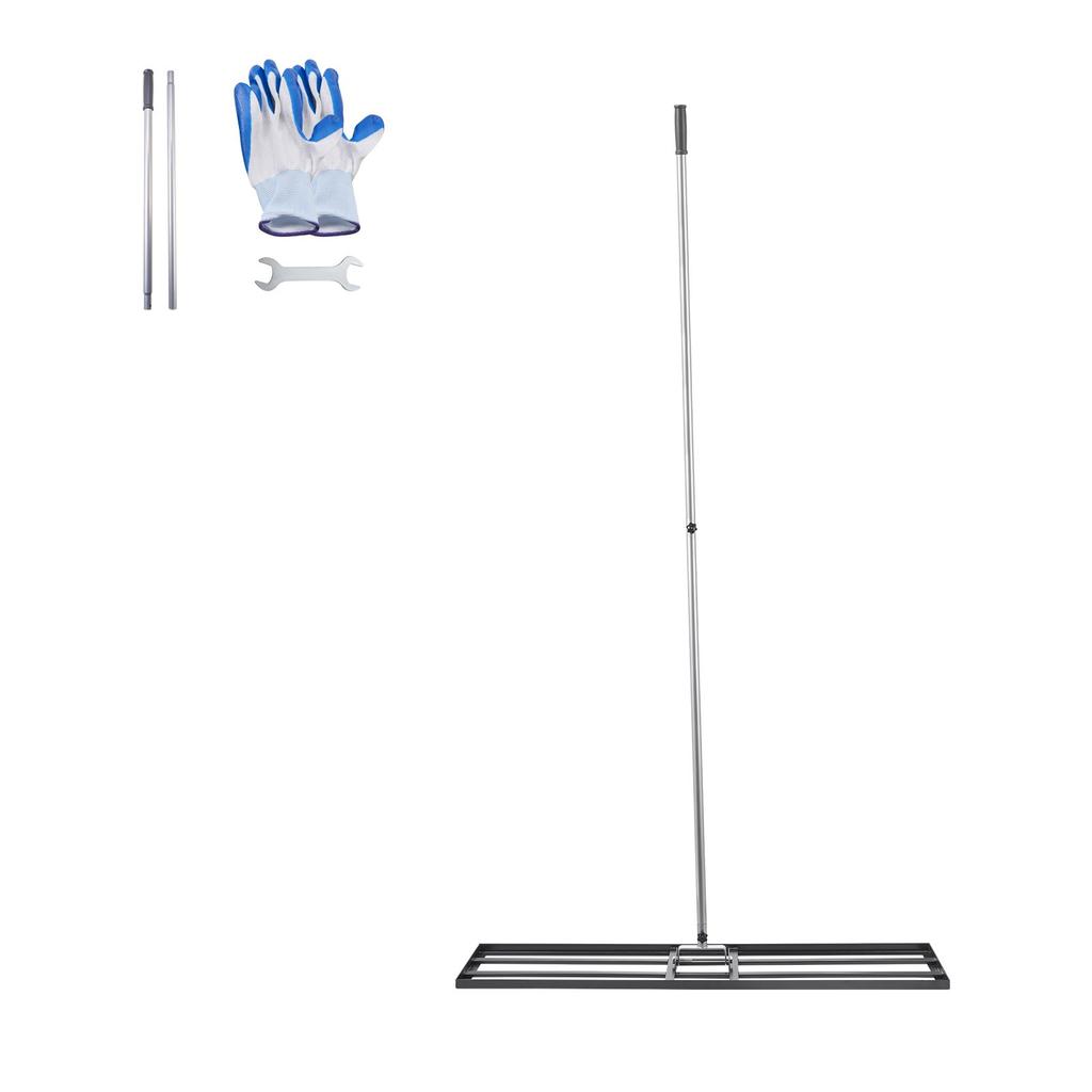 VEVOR Lawn Leveling Rake, Lawn Leveler with 83.9 in Handle, 48x10 in Ground Plate, Rust-Resistant Carbon Steel Soil Leveler, 2 Heights Adjustable