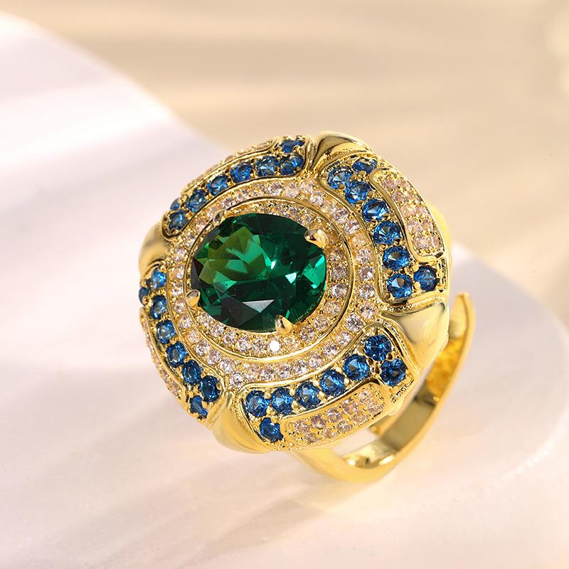 Jewelry Copper Bottom Gold-Plated Simulation Corundum Oval Gold Set Heroine Stone 10 * 12