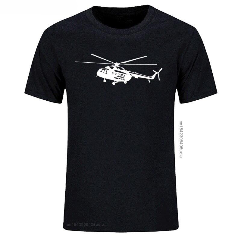 Summer Mens T Shirt Short Sleeve Cotton Print Mi8 Helicopter TShirt Casual Shirt Cool Tees Tops Streetwear Cotton Fabric
