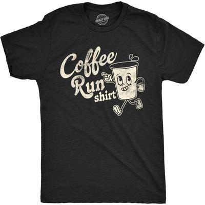 Mens Funny T Shirts Coffee Run Shirt Sarcastic Caffeine Lovers Graphic Novelty Tee for Men