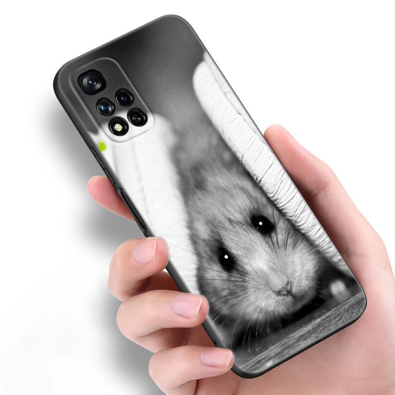 Χαριτωμένη όμορφη μαύρη θήκη σιλικόνης για κατοικίδιο χάμστερ για Xiaomi POCO X3 X4 NFC F5 M3 M4 M6 X5 X6 Pro F3 F4 GT 5G C55 C65 M5