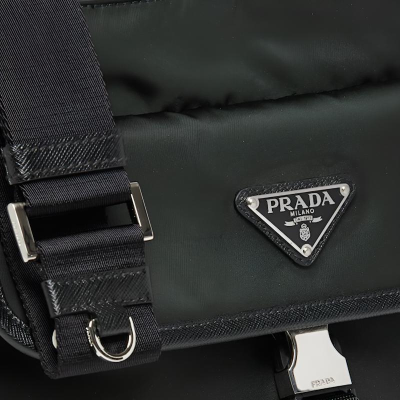 Prada Re-Nylon Backpack With Zipper Pocket Saffiano Leather Men Shoulder Bag Black 2VH119-2DMH-F0002-V-OOO