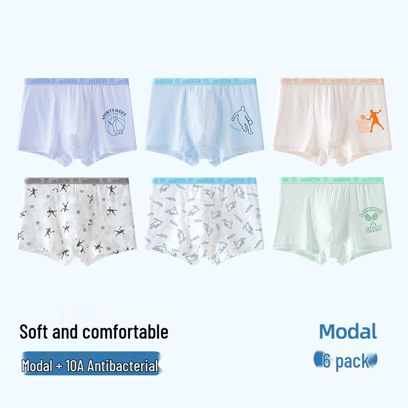 Cartoon Modal Breathable Boxer Briefs for Boys - Big Kids & Junior Students