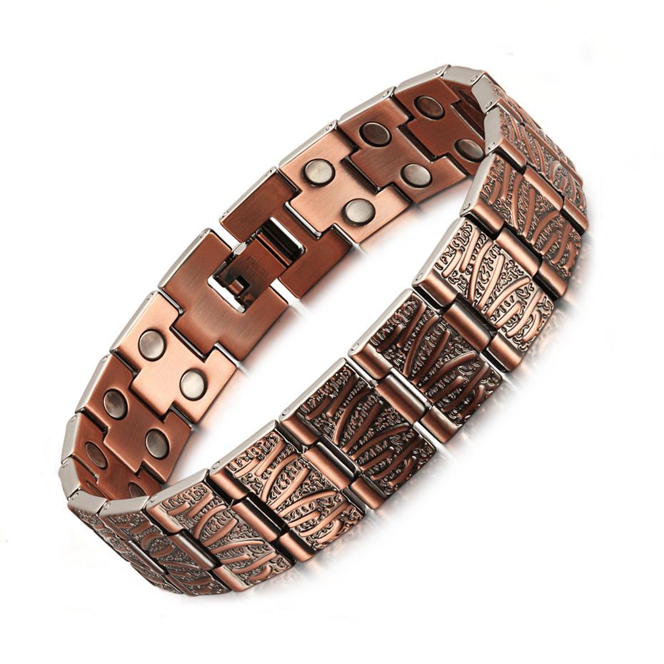 22CMTrendy Pure Copper Magnetic Pain Relief Bracelet for Men Therapy Magnets Bangle Link Chain Women Health Care Jewelry Wholesale