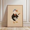 1 Stück rahmenlose coole Rocker-Ente Wandkunst Baby Junge Kinderzimmer druckbar lustiges Tier Gitarrenposter Kinderzimmer Digitaler Download B